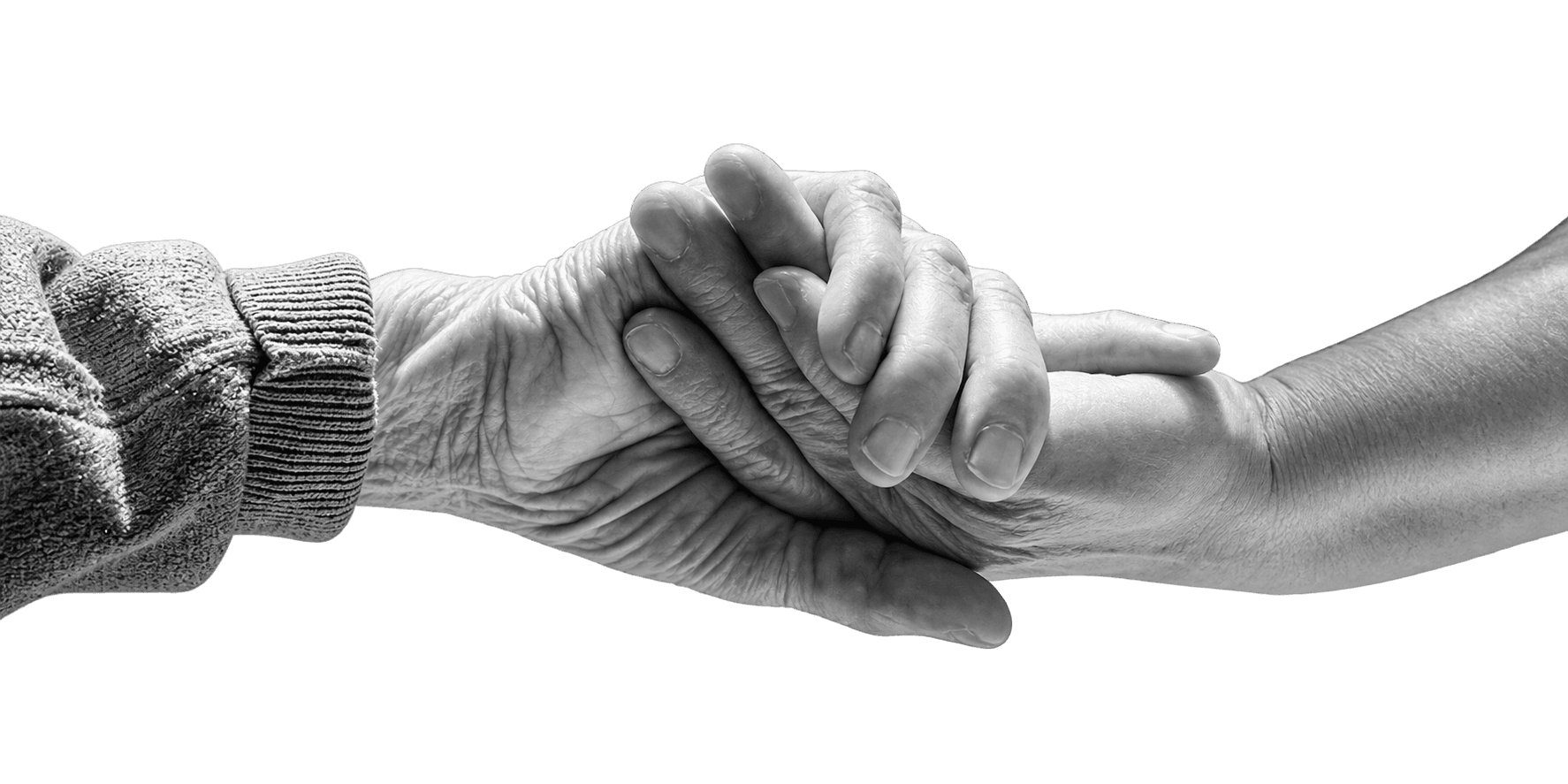 Hands reaching toward each other as a symbol of support